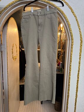 DL1961 Bridget Boot Jeans Size 28 (US 6) Olive Mid Rise Bootcut Raw Hem 27”